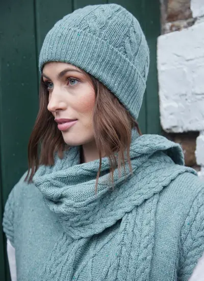 Elio Aran Beanie in Ocean Mist